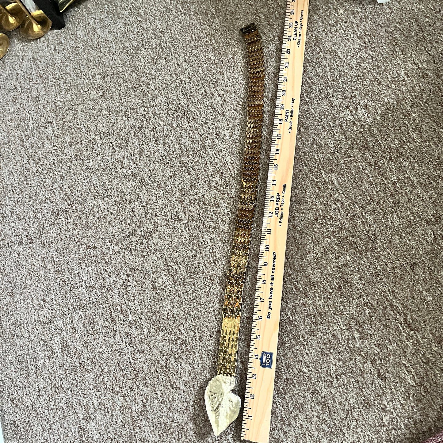 Vintage NWT 1990s Gold-Toned Leaf Metal Layered Stretch Belt w/Buckle 29 In