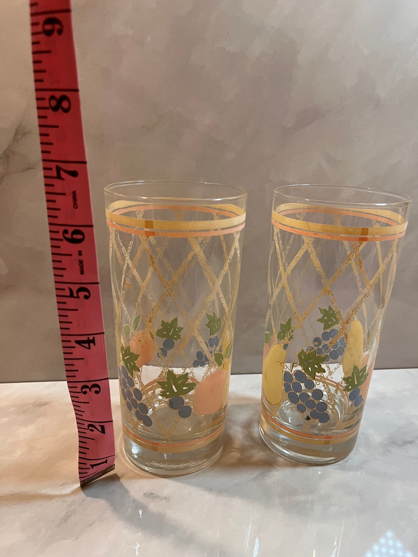 Vintage Libbey 4 Piece Glass Set Fruit & Lattice Tumbler And Juice