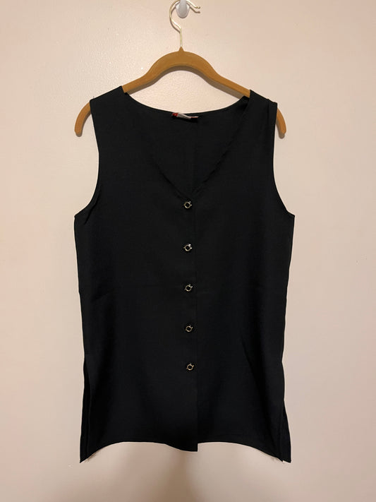 Vintage Sleeveless Black Vest by Contemporary Explosion