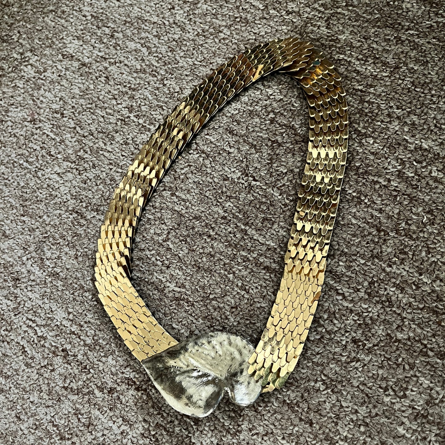 Vintage NWT 1990s Gold-Toned Leaf Metal Layered Stretch Belt w/Buckle 29 In