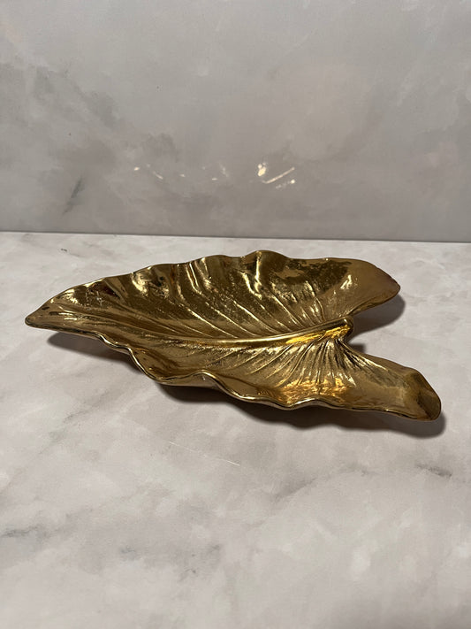 1948 Hand Cast Brass Calla Lily Leaf Jewelry Dish by Virginia Metal Crafters