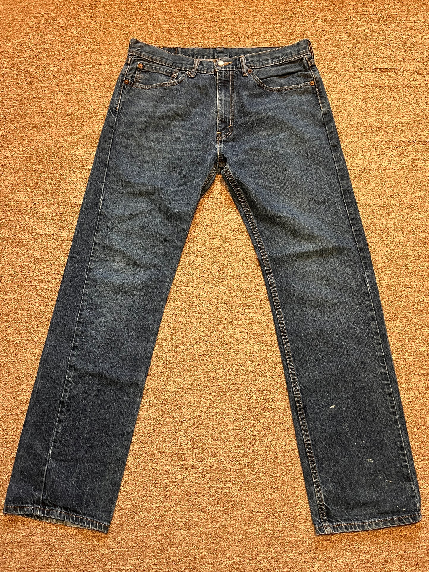 Levi's 505 Jeans Mens 34x34 Regular Straight Blue Denim Wash Cotton Work Pants