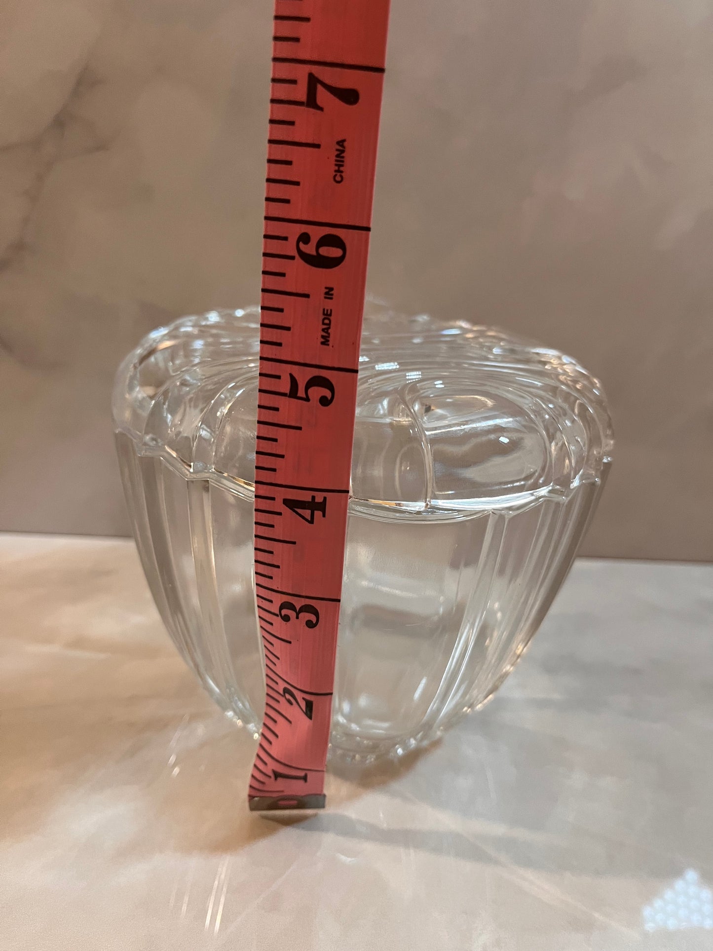 Vintage Mid Century Modern Art Deco Heavy Elegant Glass Covered Box Jar With Lid