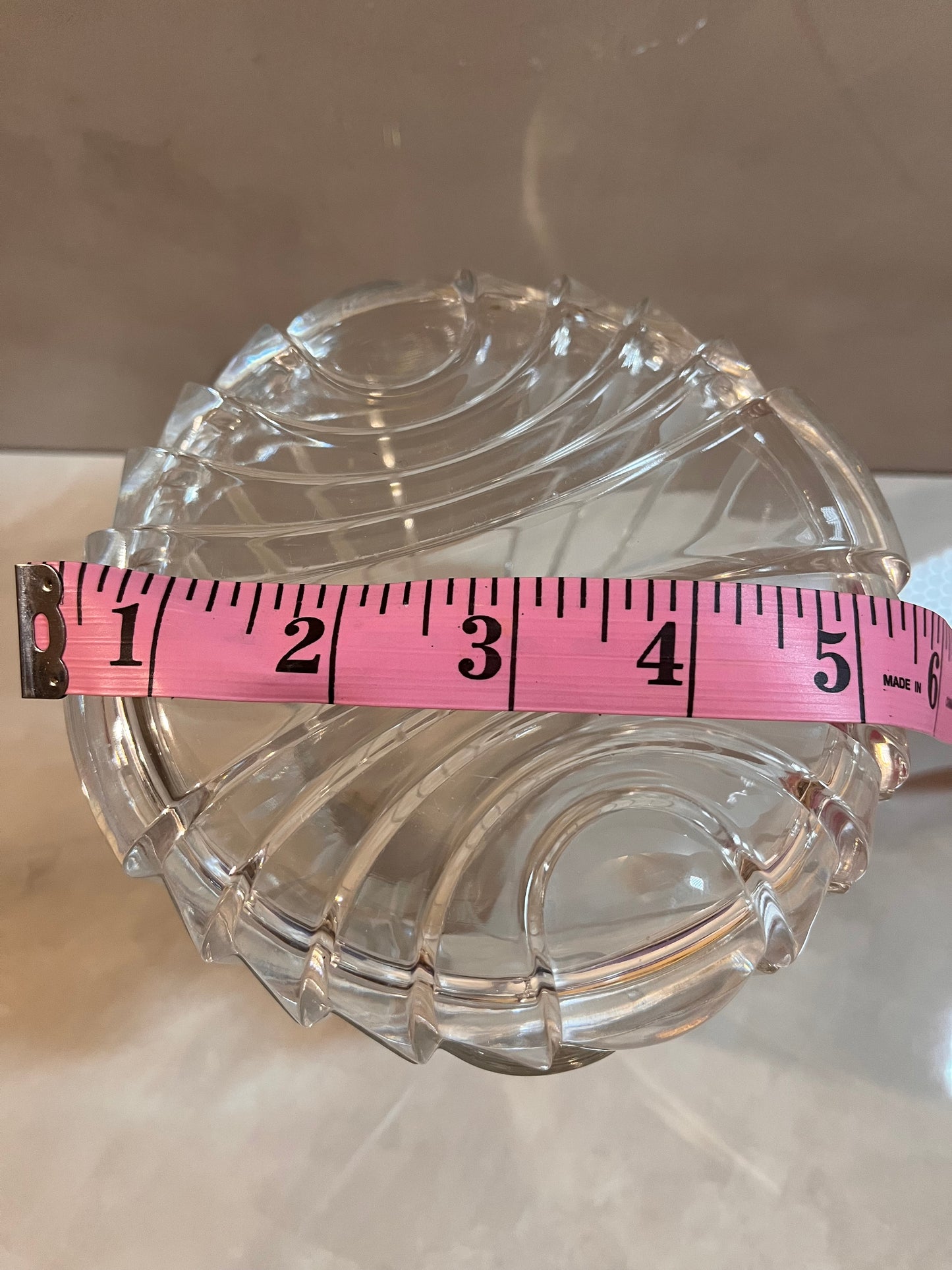 Vintage Mid Century Modern Art Deco Heavy Elegant Glass Covered Box Jar With Lid