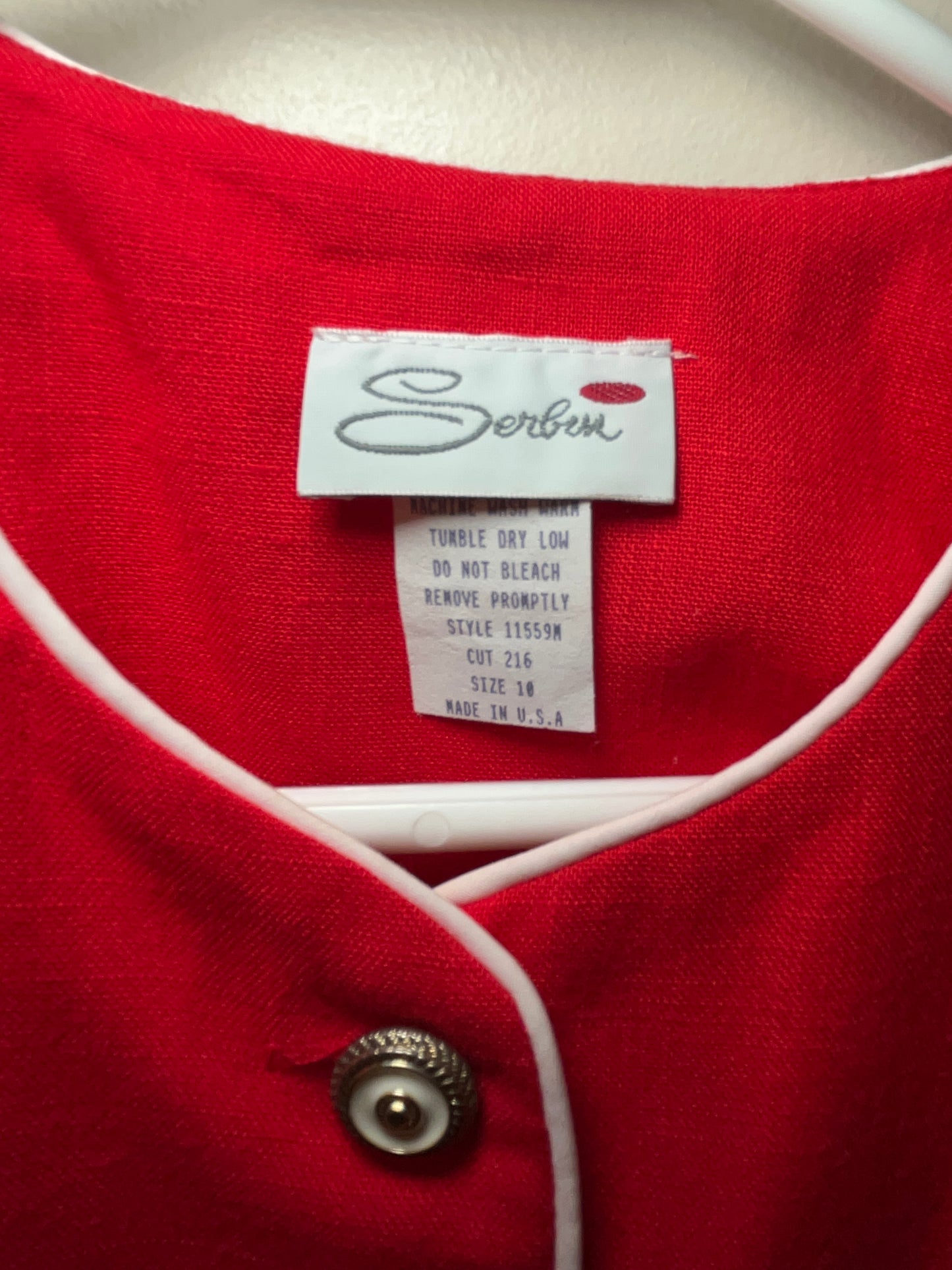 Vintage Serben Red, White, & Polka Dot Blouse + Skirt Set Size 10
