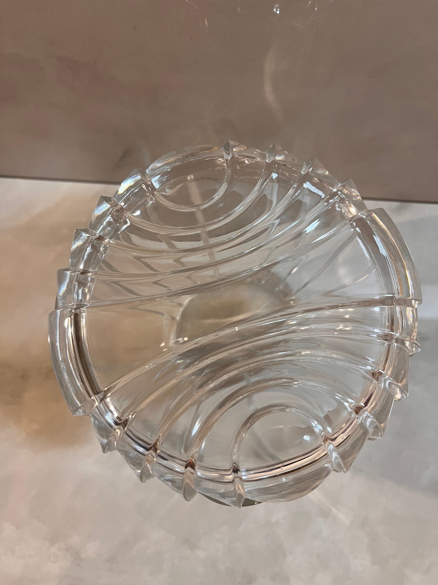 Vintage Mid Century Modern Art Deco Heavy Elegant Glass Covered Box Jar With Lid