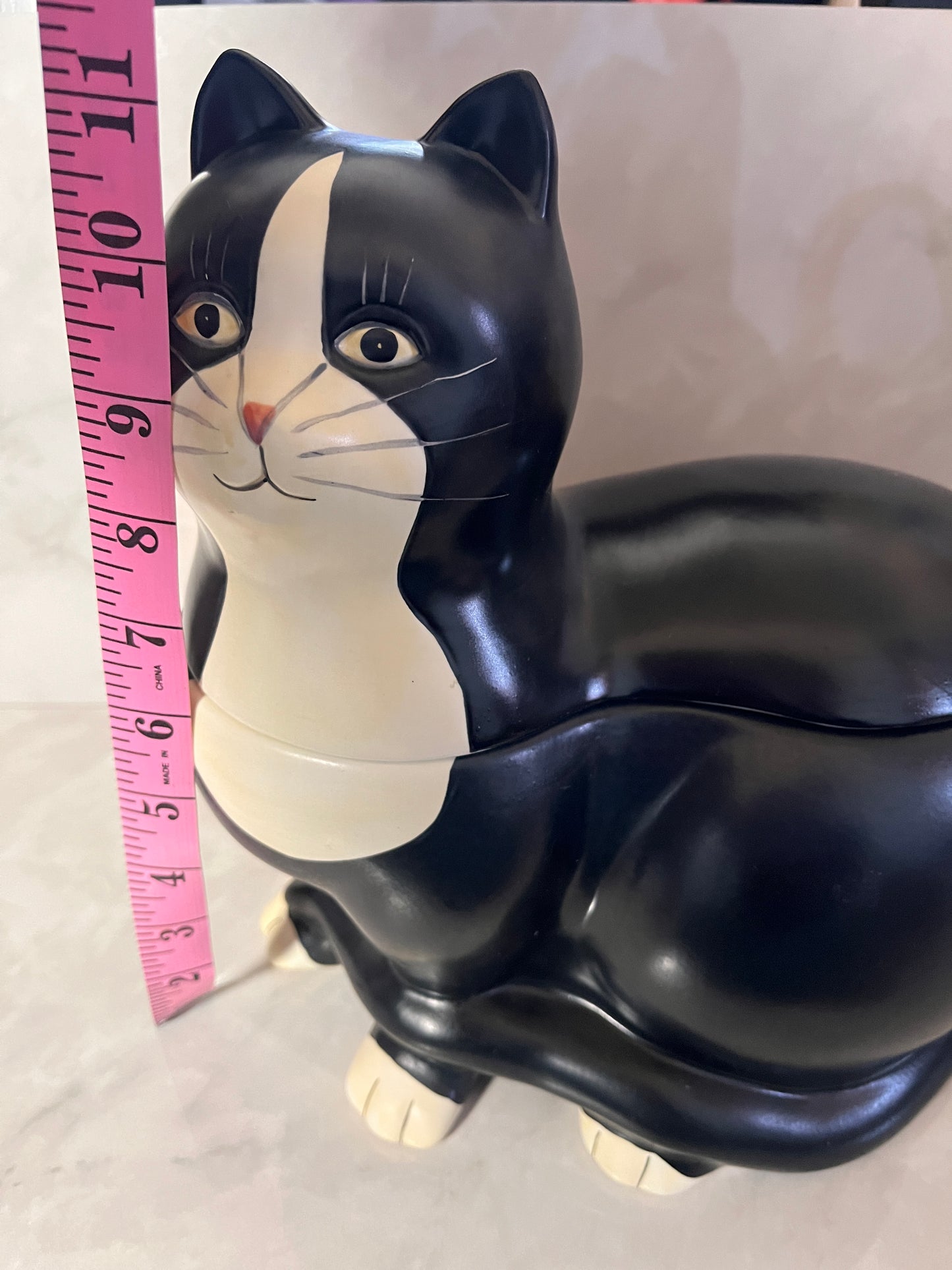 VINTAGE RARE SAKURA ONEIDA WARREN KIMBLE BLACK WHITE TUXEDO CAT COOKIE JAR