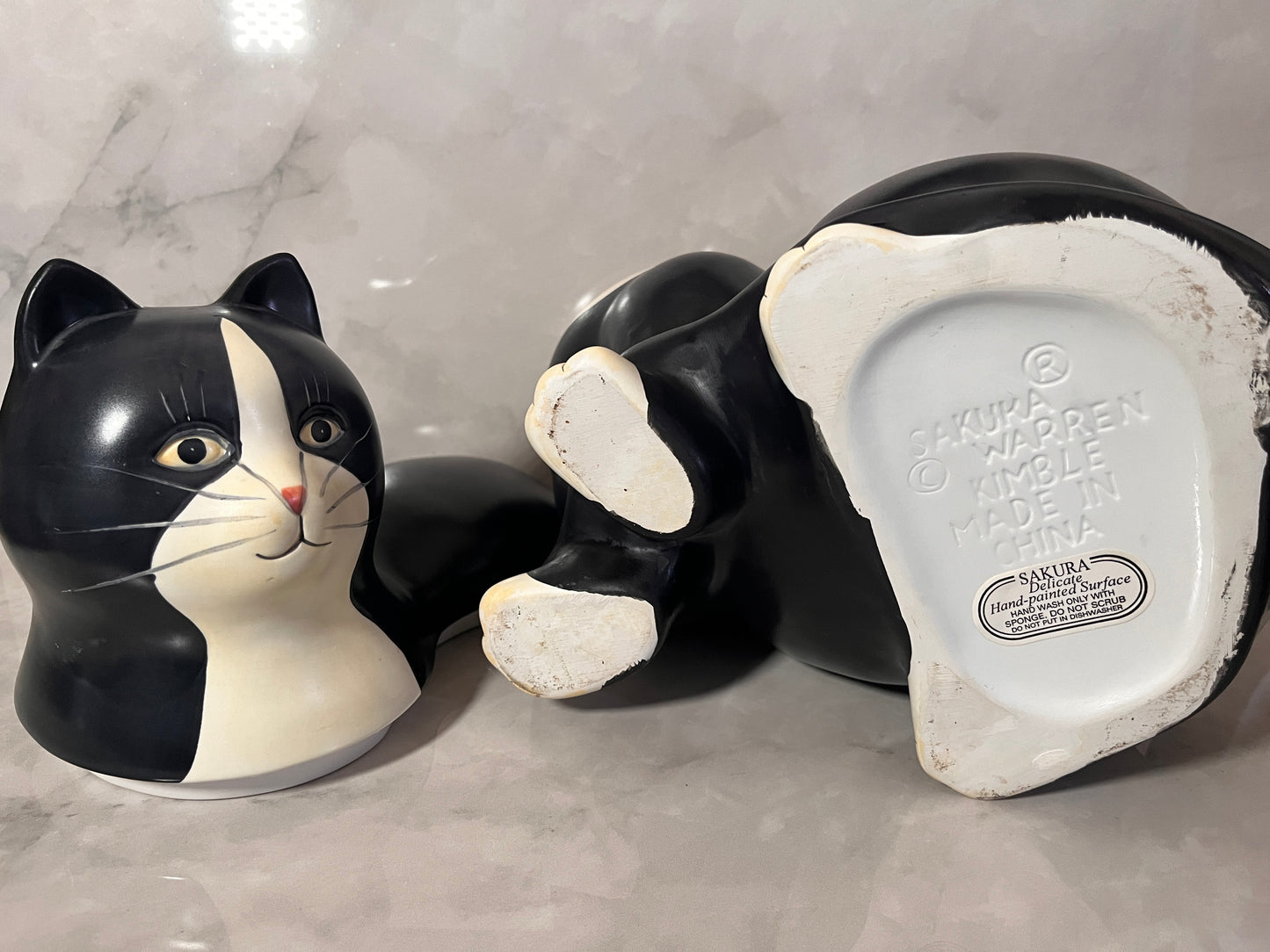 VINTAGE RARE SAKURA ONEIDA WARREN KIMBLE BLACK WHITE TUXEDO CAT COOKIE JAR