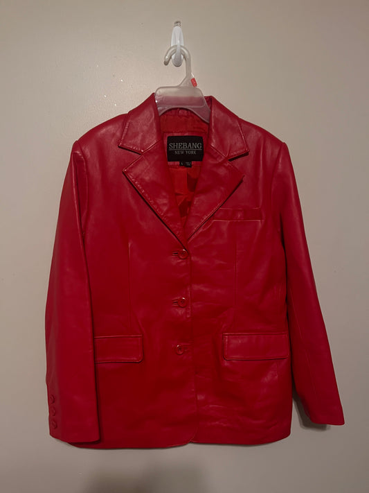 Vintage Shebang New York Leather Jacket Red Leather 1980s