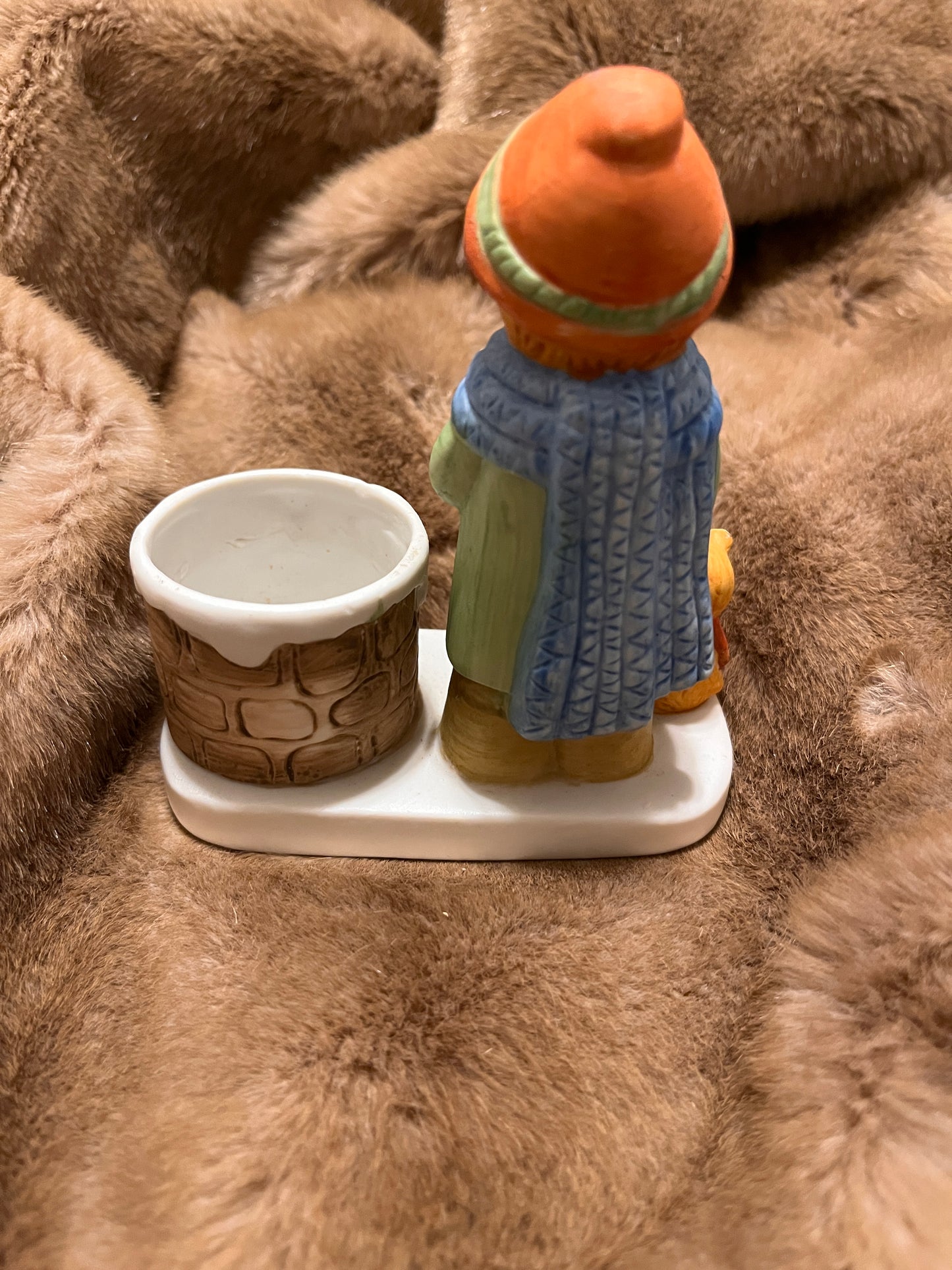 Vintage 1980 WA Drummer Boy With Pet And Well Candle Holder Ceramic Figurine