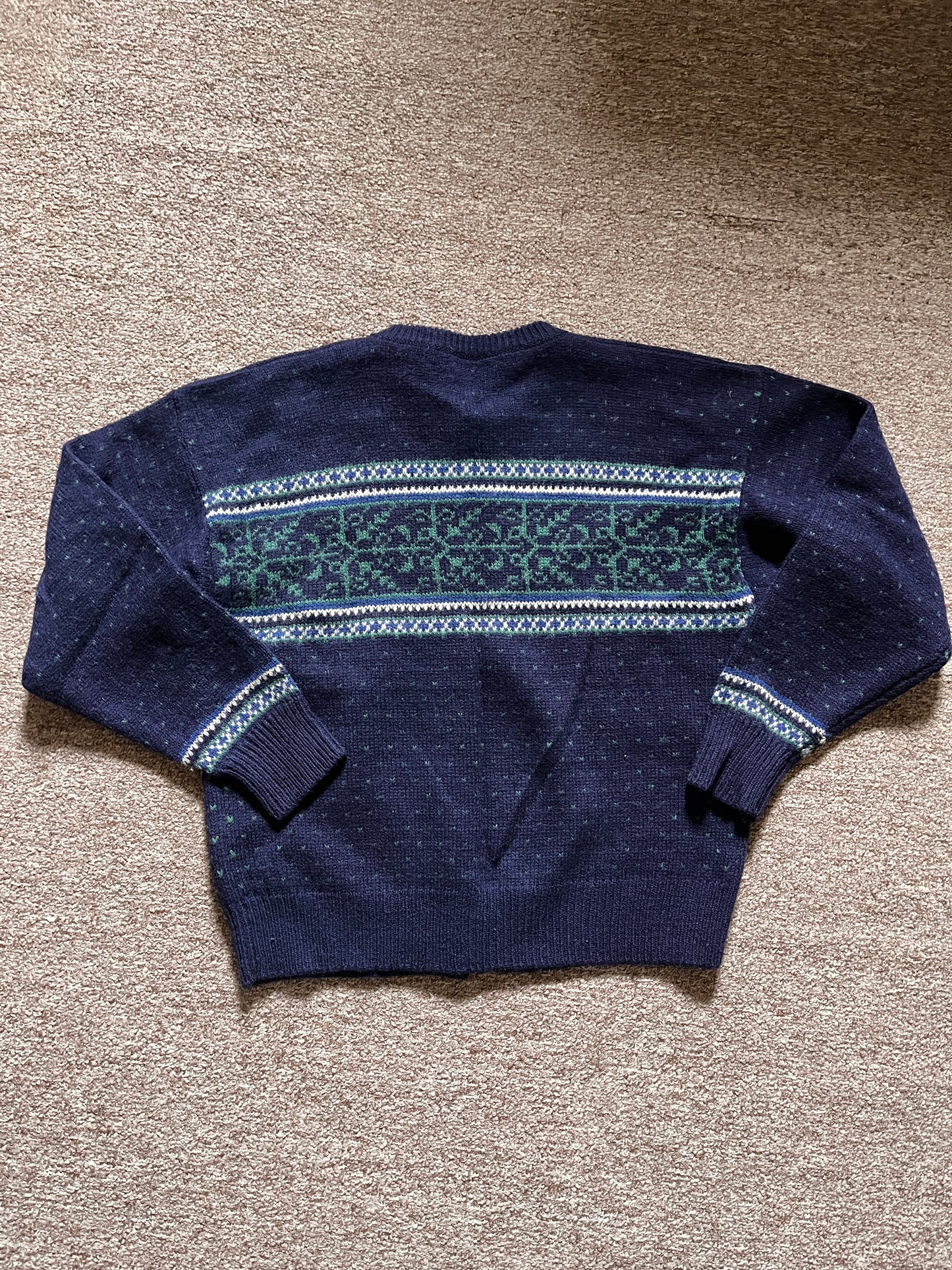 1990s L.L. Bean 100% Wool Fair Isle Nordic Cardigan Sweater
