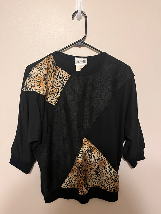 Black and cheetah Print blouse vintage studio 199