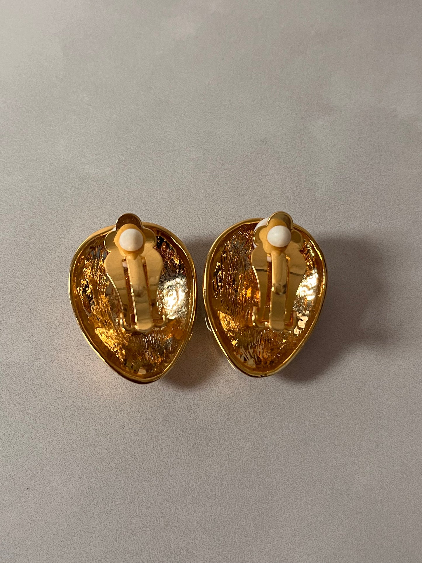 Vintage Gold and Black Enamel Clip-On Earrings