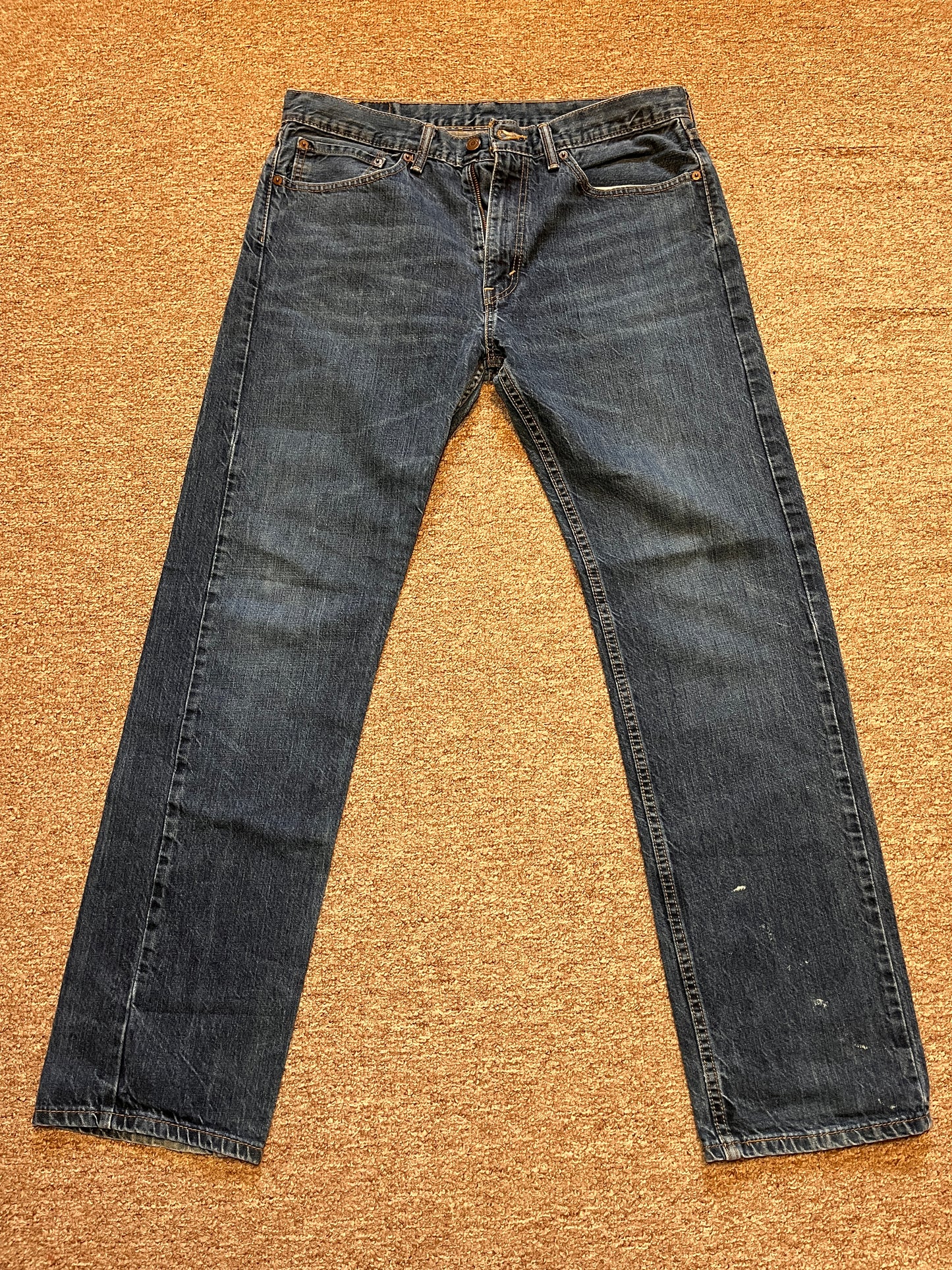 Levi's 505 Jeans Mens 34x34 Regular Straight Blue Denim Wash Cotton Work Pants