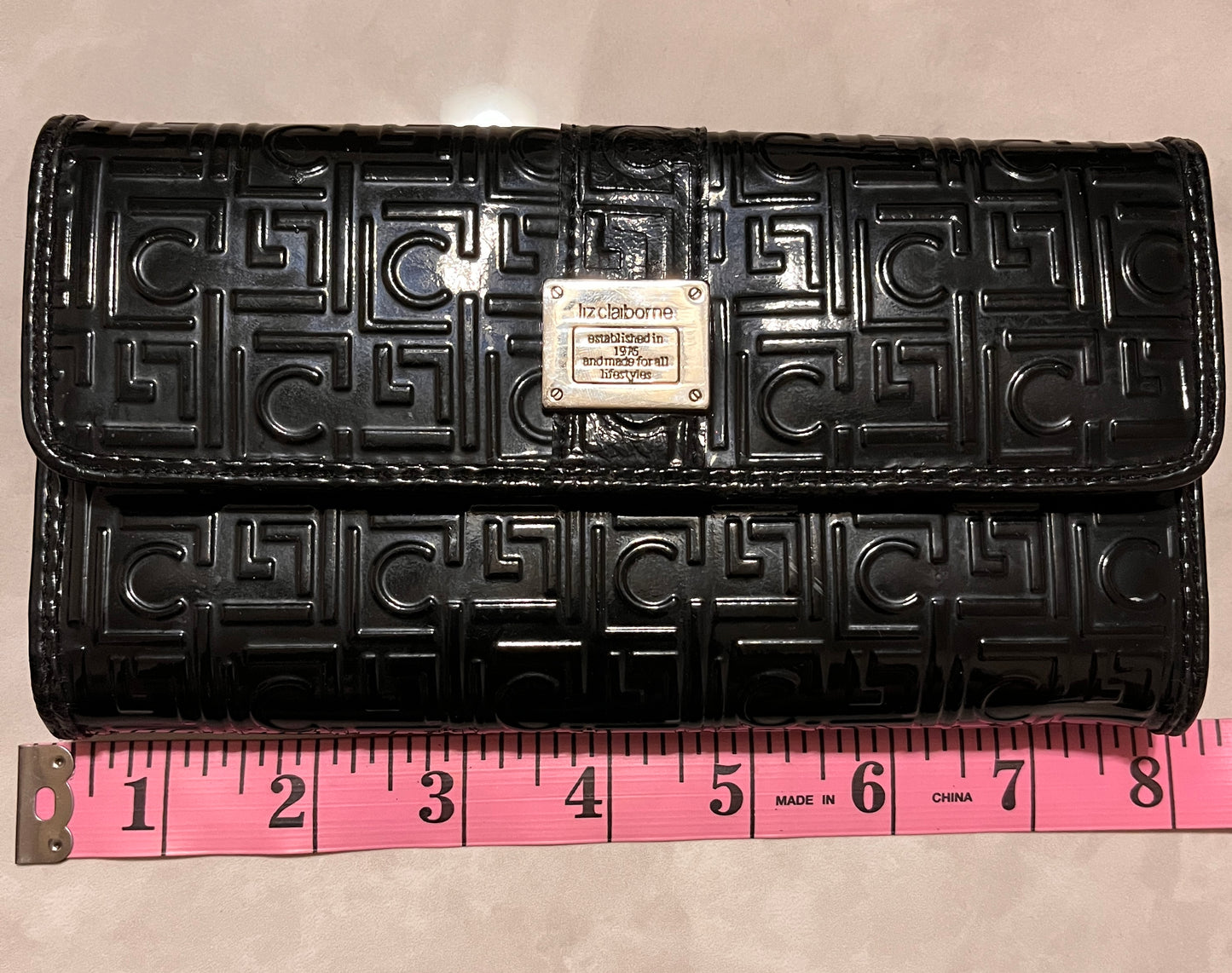 Liz Claiborne Black shiny LC logo Wallet