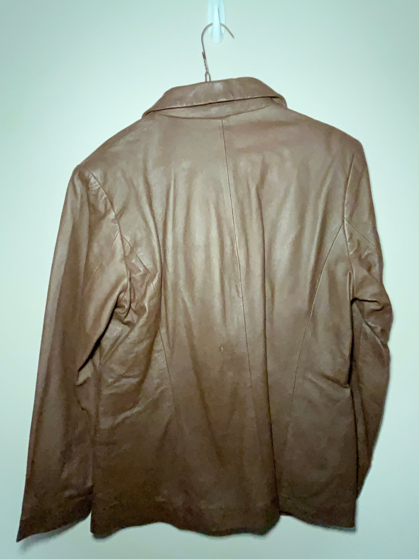 Vintage 90s Forenza Leather Jacket Brown Button Up Collared Smooth Lined Retro