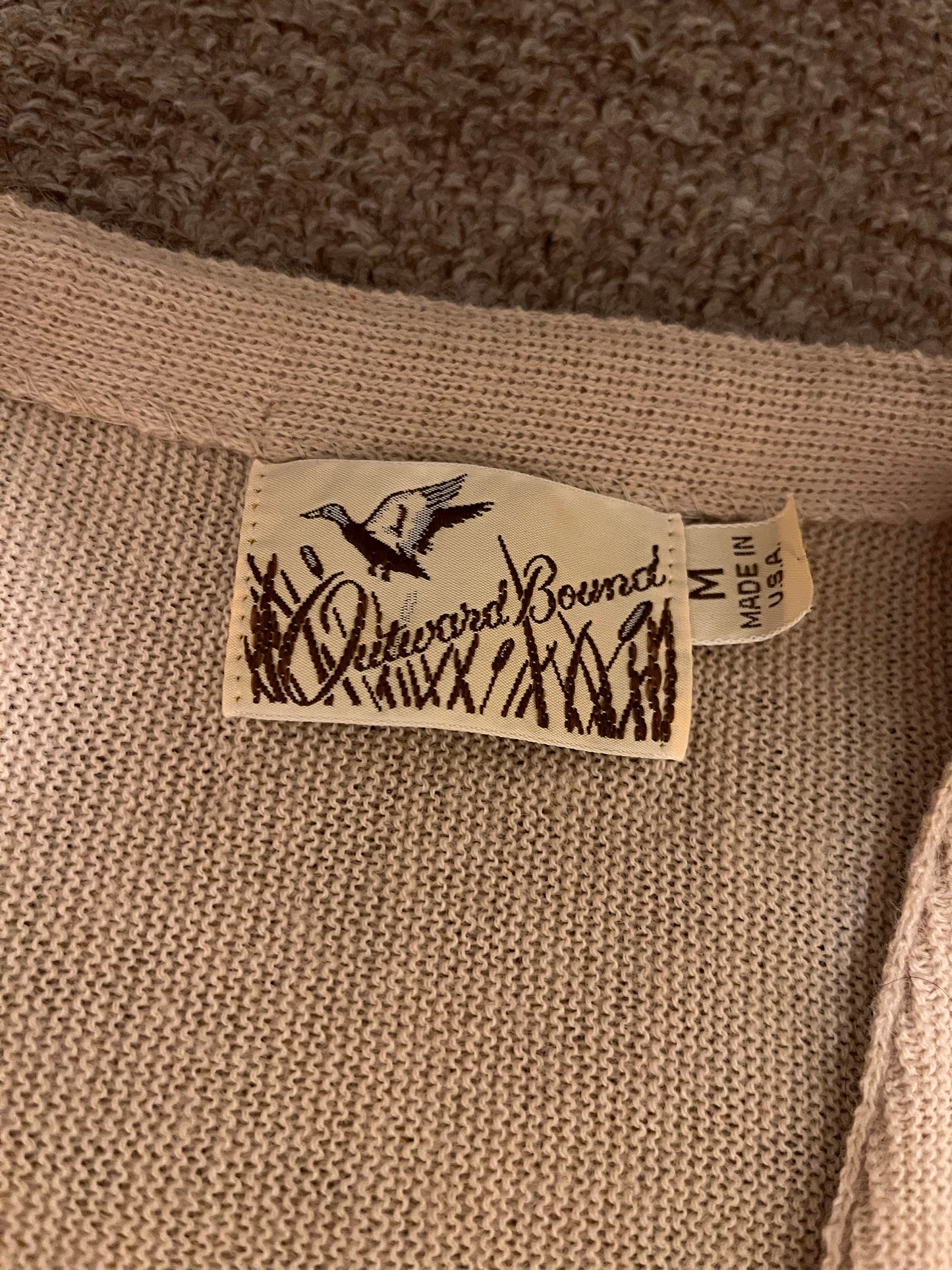 Vintage Outward Bound Button Down Sweater Cardigan Mallard Duck Made In USA M
