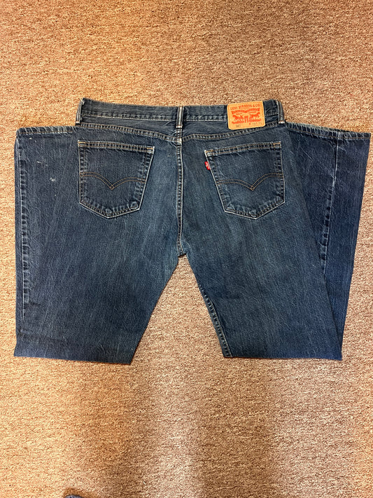 Levi's 505 Jeans Mens 34x34 Regular Straight Blue Denim Wash Cotton Work Pants